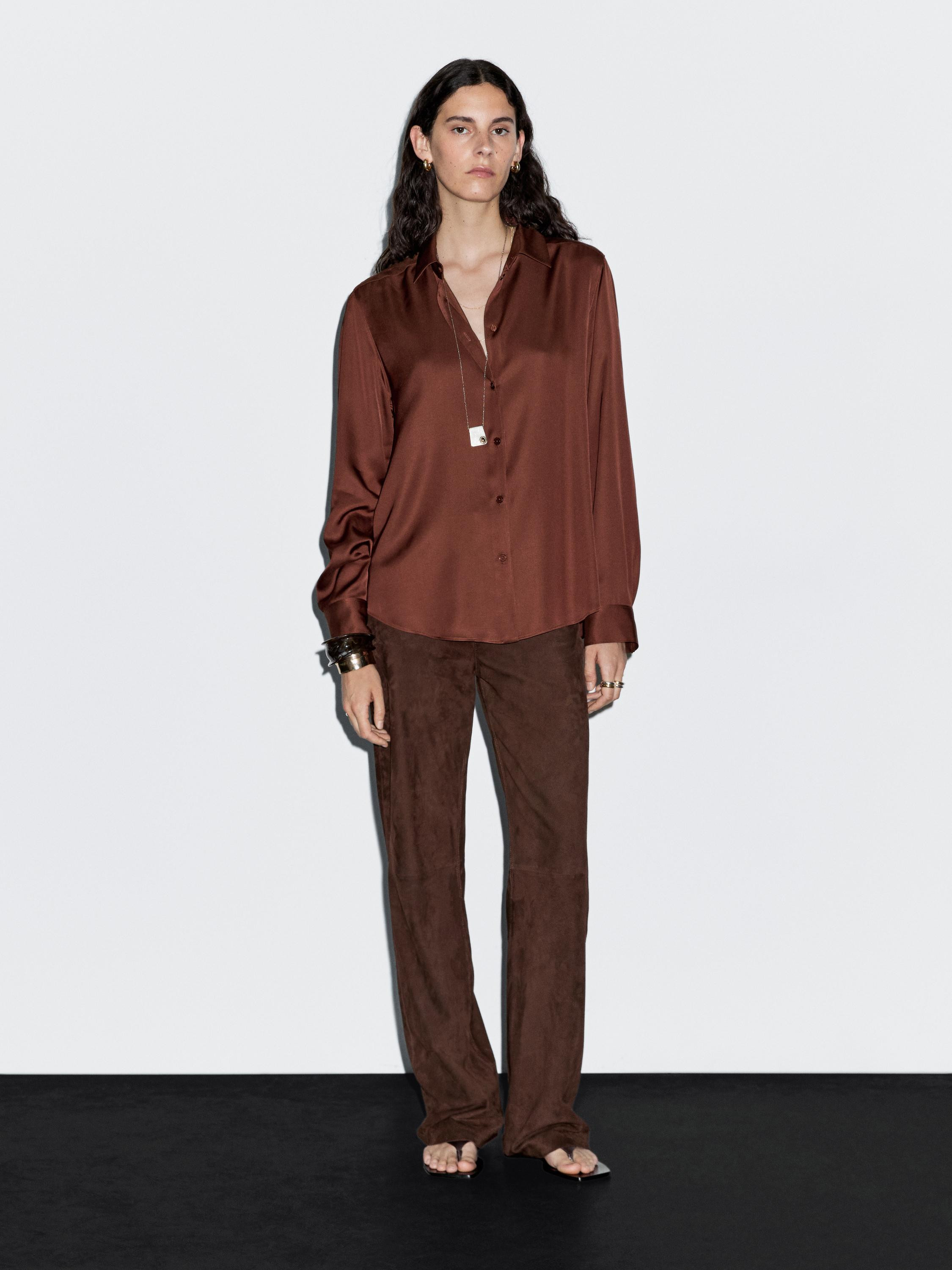Flowing satin shirt | Massimo Dutti US