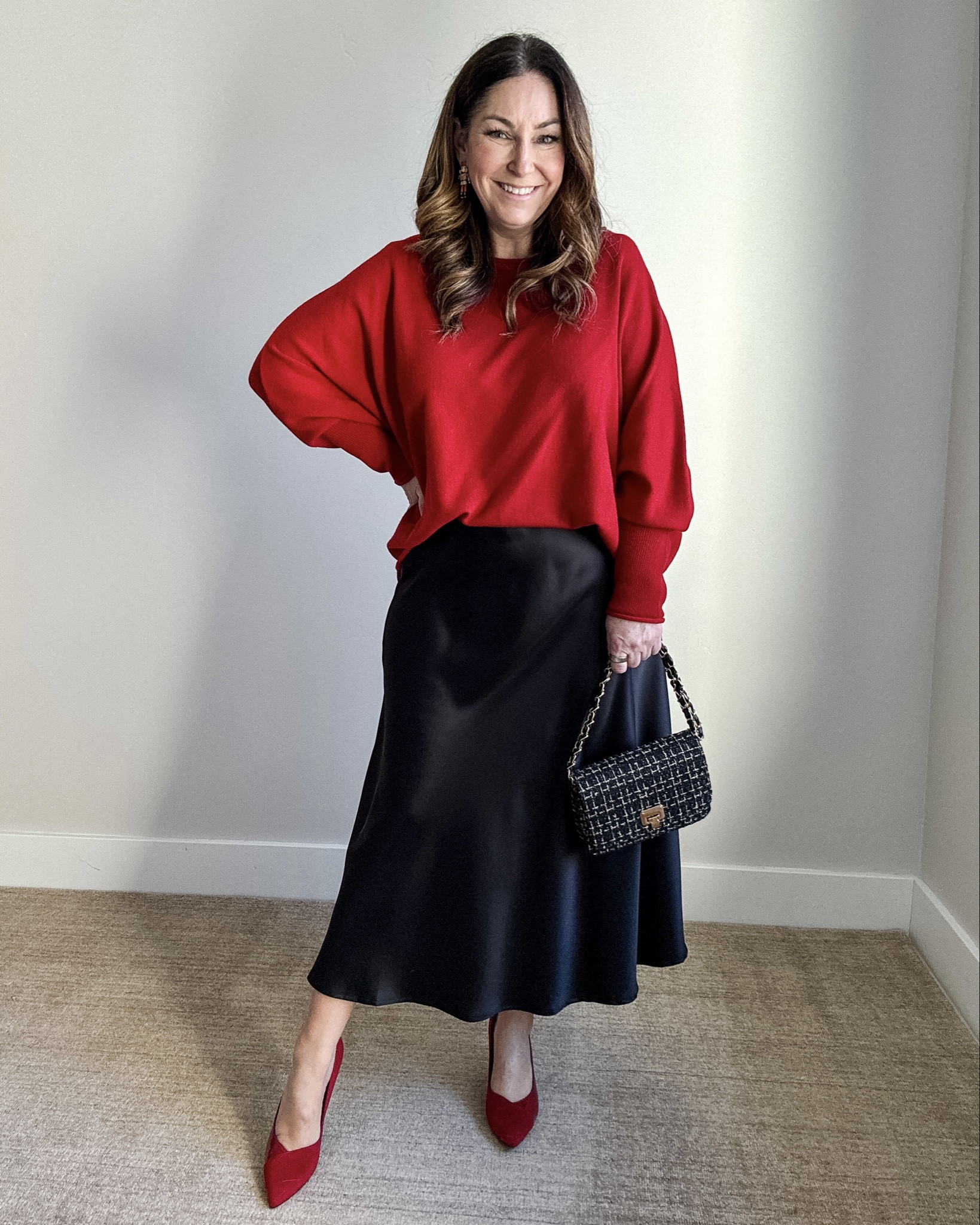 Holiday Festive Red Dressy Outfit | Wearing top, L/XL and Skirt, XL 

 

#LTKHoliday #LTKSeasonal #LTKMidsize