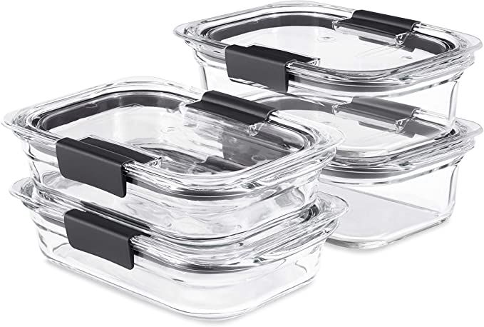 Rubbermaid Brilliance Glass Storage Set of 4 Food Containers with Lids (8 Pieces Total), BPA Free... | Amazon (US)