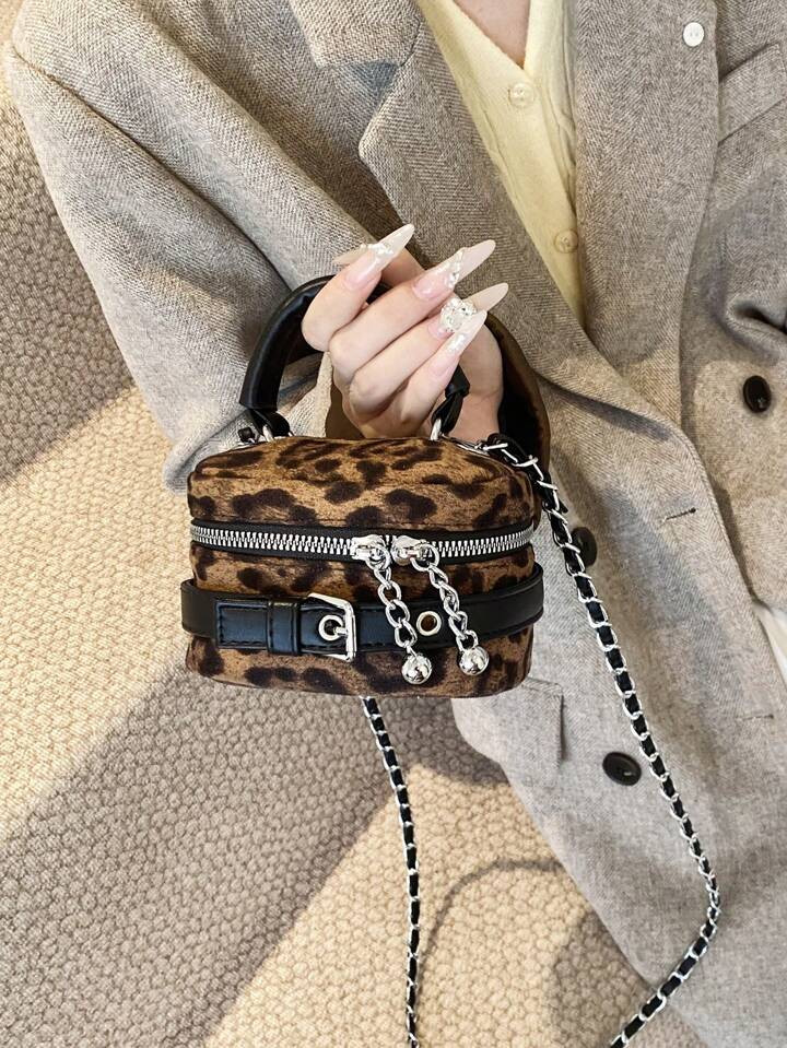 1pc Autumn/Winter Animal Print Mini Crossbody Bag, Fashionable Chain Strap Coin Purse, Mini Shoul... | SHEIN