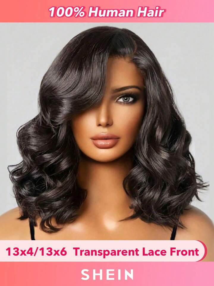 Kurze transparente Spitze-Wellen-Bob-Spitze-Front-Perücken Echthaar-Spitze-Frontal-Verschluss-Pe... | SHEIN