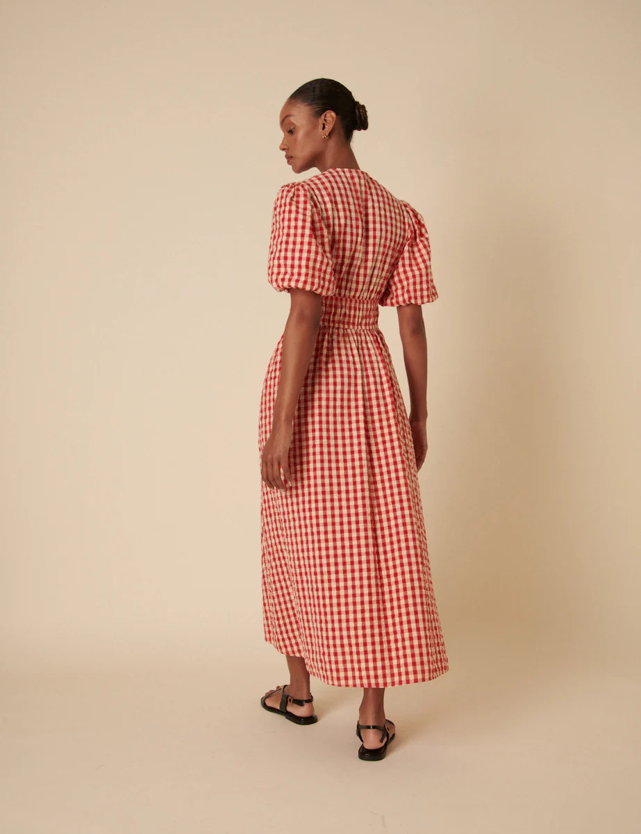 Red Gingham Scottie Midi Dress | Nobody's Child