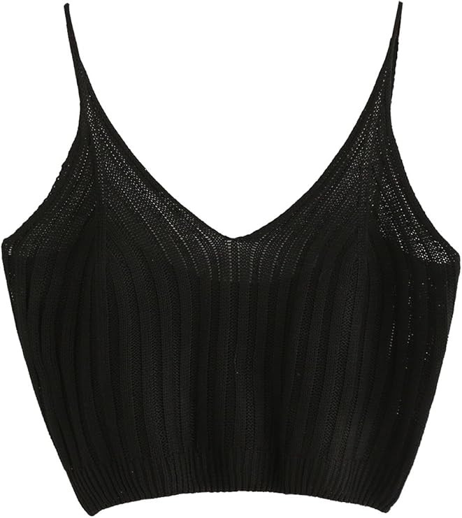 SweatyRocks Women's V Neck Spaghetti Strap Cami Tank Top | Amazon (US)