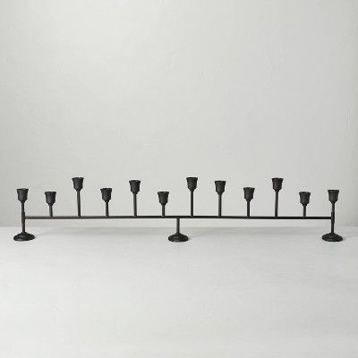 Oversized Metal Taper Candelabra Textured Black - Hearth &#38; Hand&#8482; with Magnolia | Target