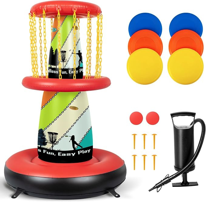 EKEPE Inflatable Disc Golf Basket - Inflatable Throwing Game for Kids and Adults, Portable Disc G... | Amazon (US)