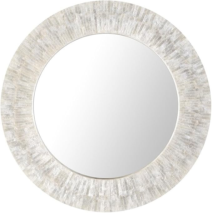 KOUBOO Pearlescent Round Capiz Seashell Sunray Wall Mirror–Decorative Round Mirror for Bathroom... | Amazon (US)