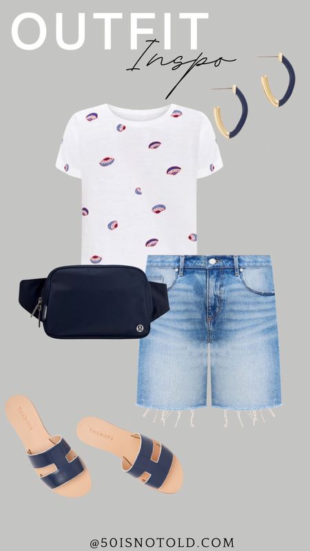 Outfit inspo for women over 40 | weekend casual | theme park outfit idea | denim shorts | belt bag | Fourth of July 

#LTKOver40 #LTKStyleTip #LTKSeasonal