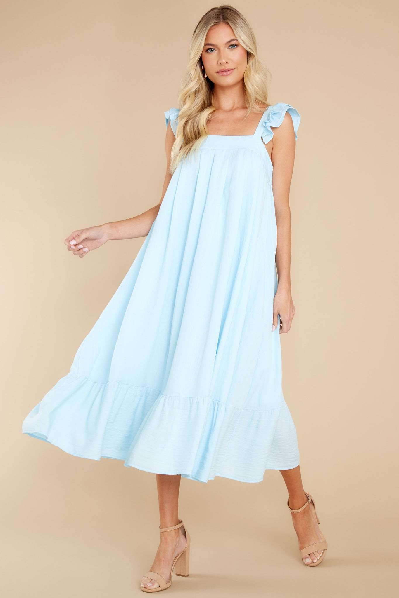 So You Hear Light Blue Midi Dress | Red Dress 