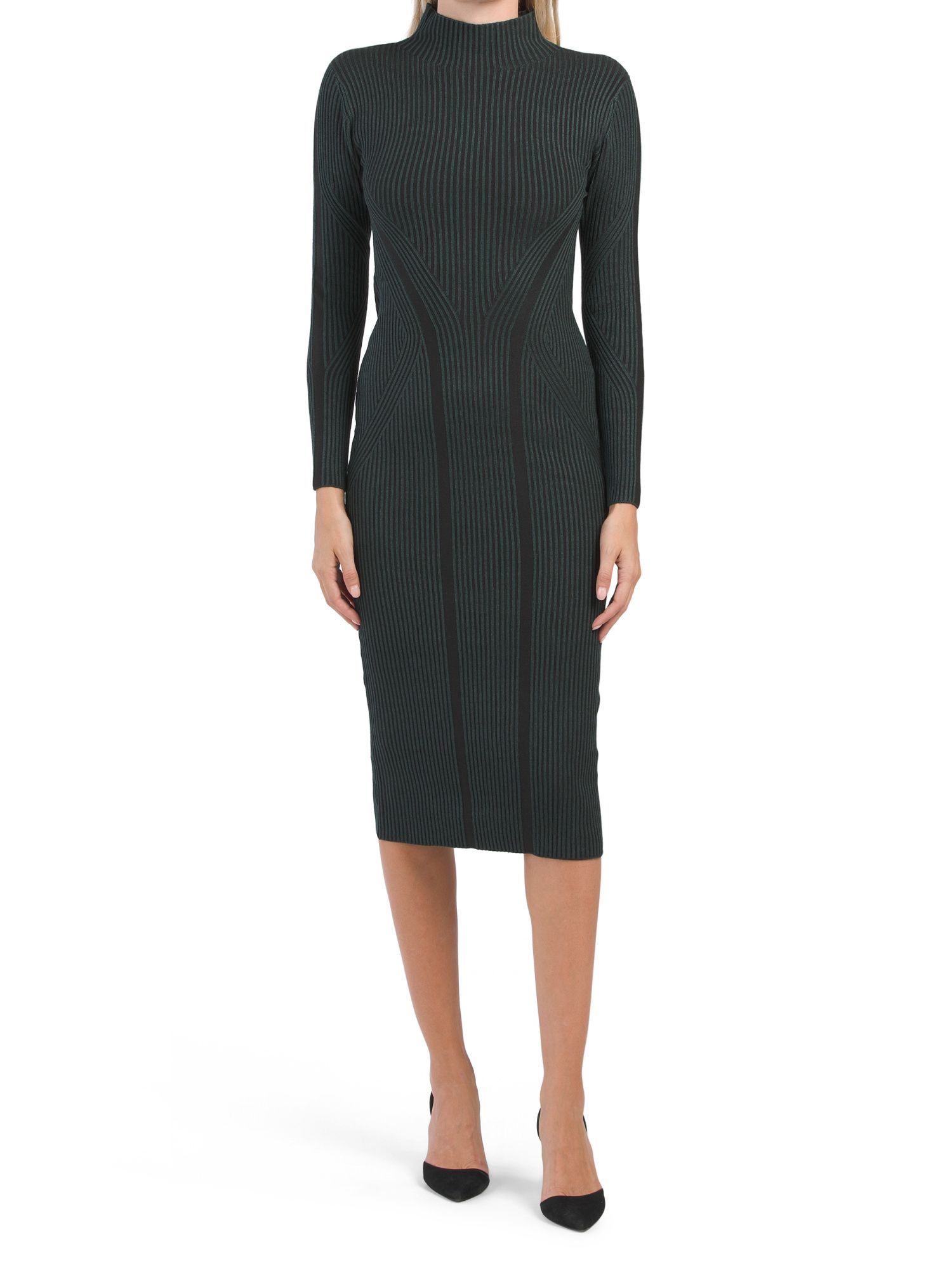 Simona Long Sleeve Ribbed Sweater Dress | TJ Maxx