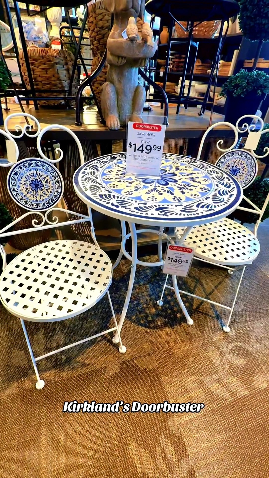 💙🤍 Kirkland Weekend Doorbuster Sale - $149.99; White & Blue Mosaic 3 Piece Bistro Set 💙🤍

#OutdoorOasis #PatioDecor #BackyardDecor #OutdoorLiving #PatioSeason #OutdoorFurniture #BudgetFriendlyDeco

#LTKHome
