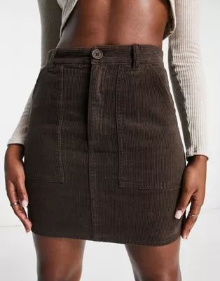 ASOS DESIGN cord patch pocket mini skirt in chocolate | ASOS | ASOS (Global)