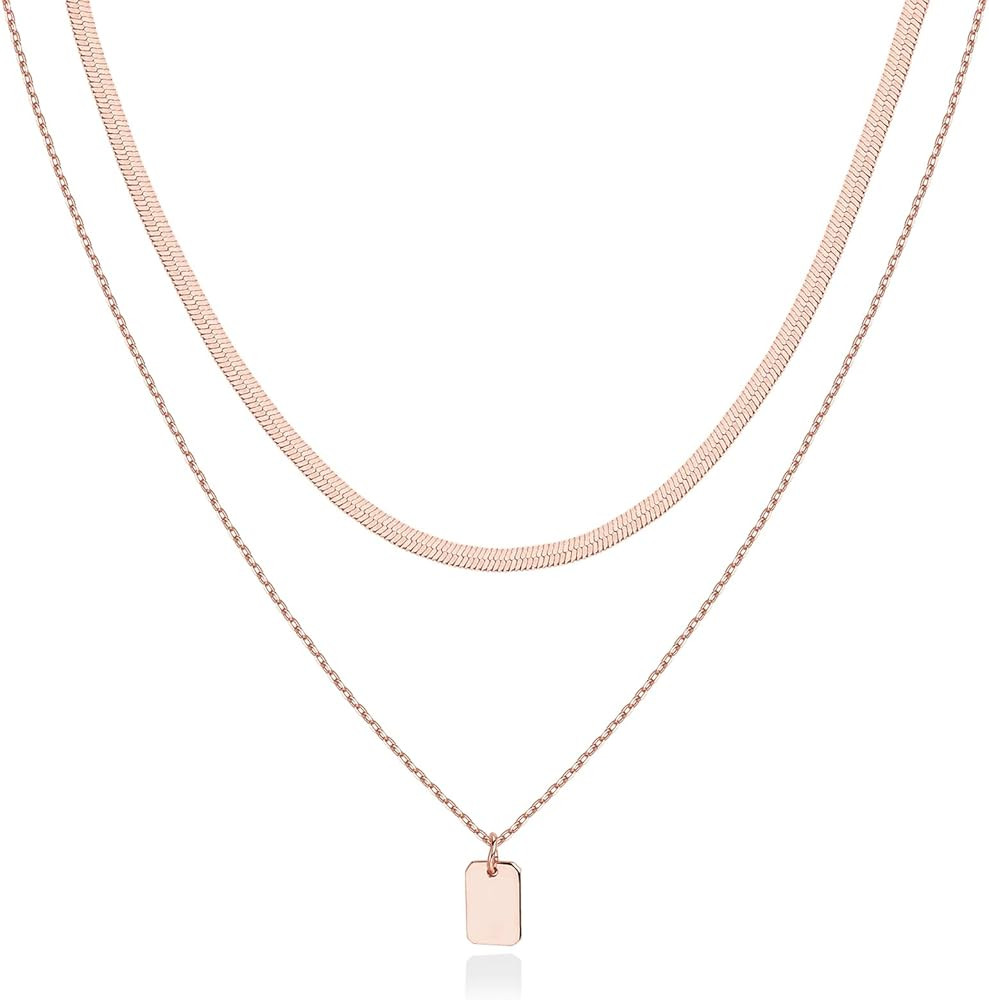 PAVOI 14K Gold Plated Layering Necklaces | Stylish Minimalist Design Pendant Necklaces | Bar, Lot... | Amazon (US)