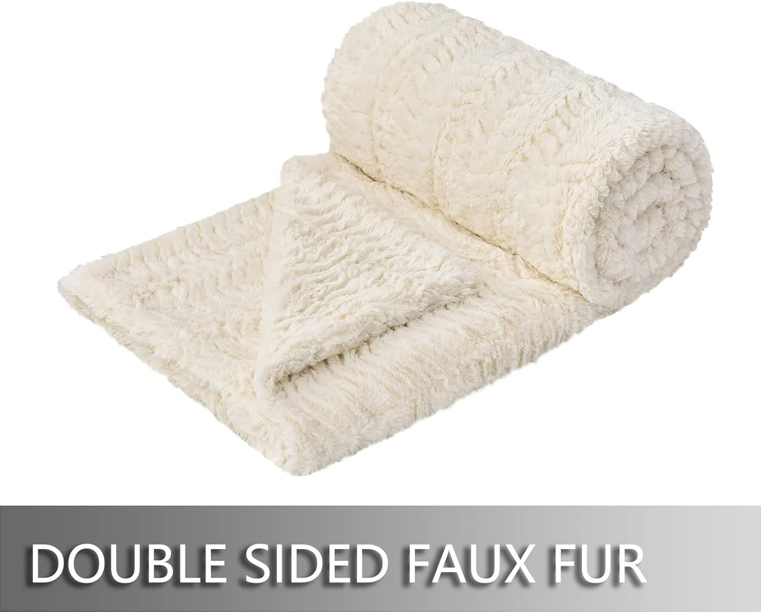 YUSOKI Luxury Double Sided Faux Fur Throw Blanket(Without Pillows),Soft Fuzzy Fluffy Cozy Plush F... | Amazon (US)