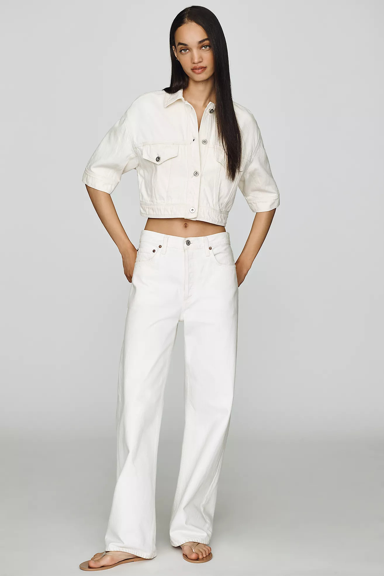 Pilcro Cotton Denim Crop Trucker Jacket | Anthropologie (US)