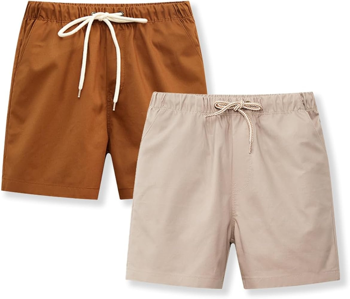 2 Pack Toddler Boys Summer Shorts with Drawstring - Cotton Baby Casual Pull-On Jogger Shorts Acti... | Amazon (US)
