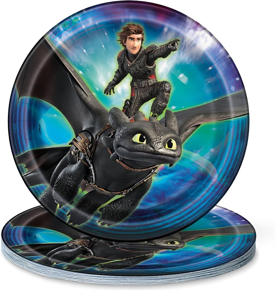 Round Dinner Paper Plates - 9", How to Train Your Dragon, 8 Pcs | Amazon (US)