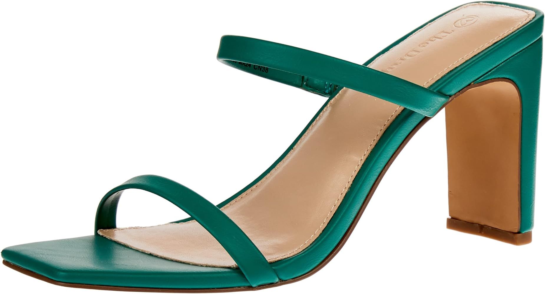 Amazon.com: The Drop Women's Avery Square Toe Two Strap High Heeled Sandal, Ultramarine Green, 7 ... | Amazon (US)