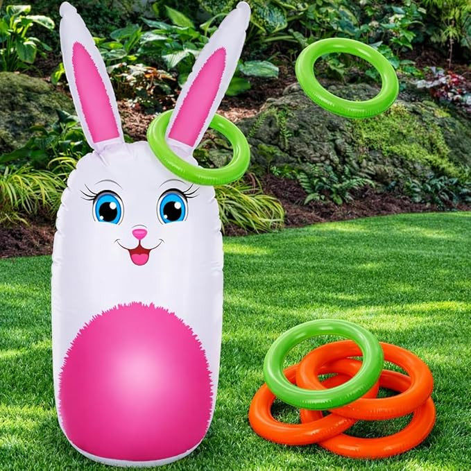 ArtCreativity 34” Easter Games Bunny Inflatable Ring Toss with 6 Rings, Easter Games for Kids -... | Amazon (US)
