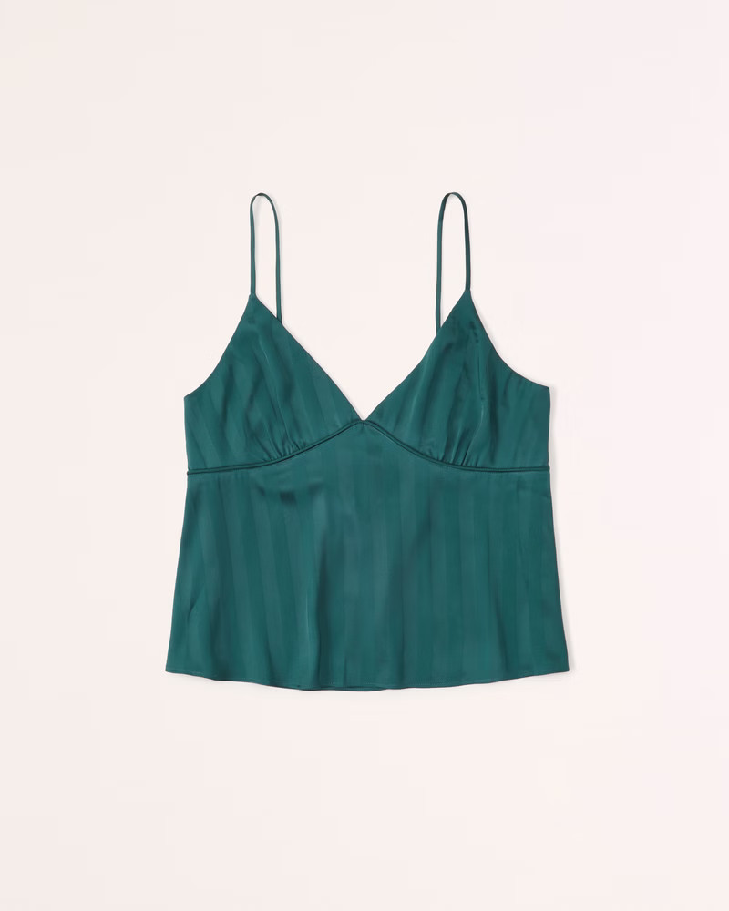 Satin Jacquard Sleep Tank | Abercrombie & Fitch (US)