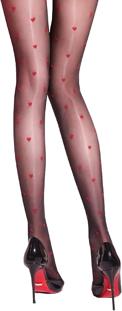 Long-Perfect Women's Thigh High Stockings Shimmery Ultra-thin 1D Polka Dots/Heart Love | Amazon (US)