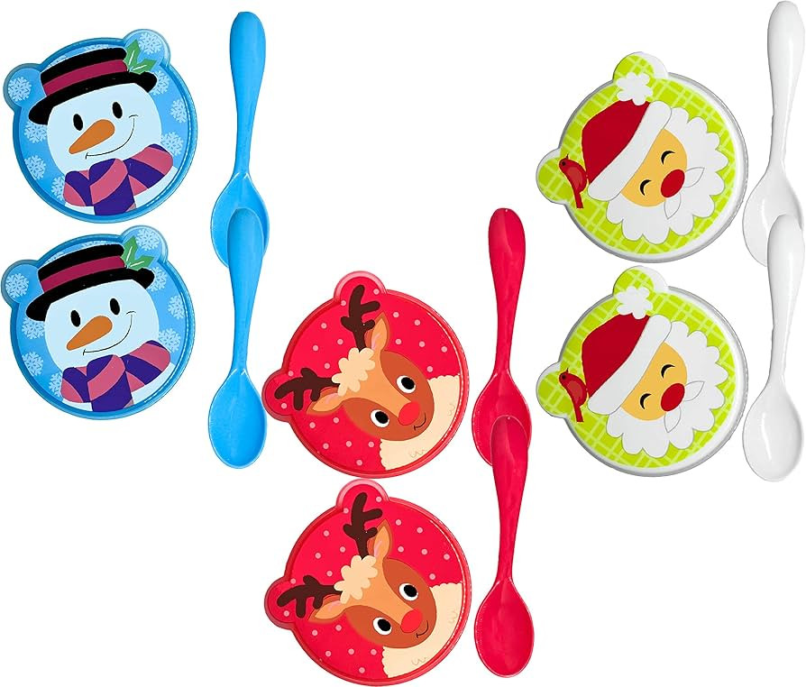 Set of 3 Mini Snack 3.7 Ounce Containers Snowman/Reindeer/Santa Designs | Amazon (US)