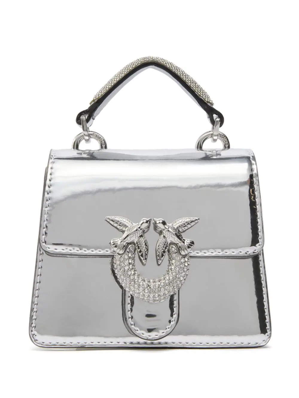 PINKO micro Love One bag - Silver | Farfetch Global