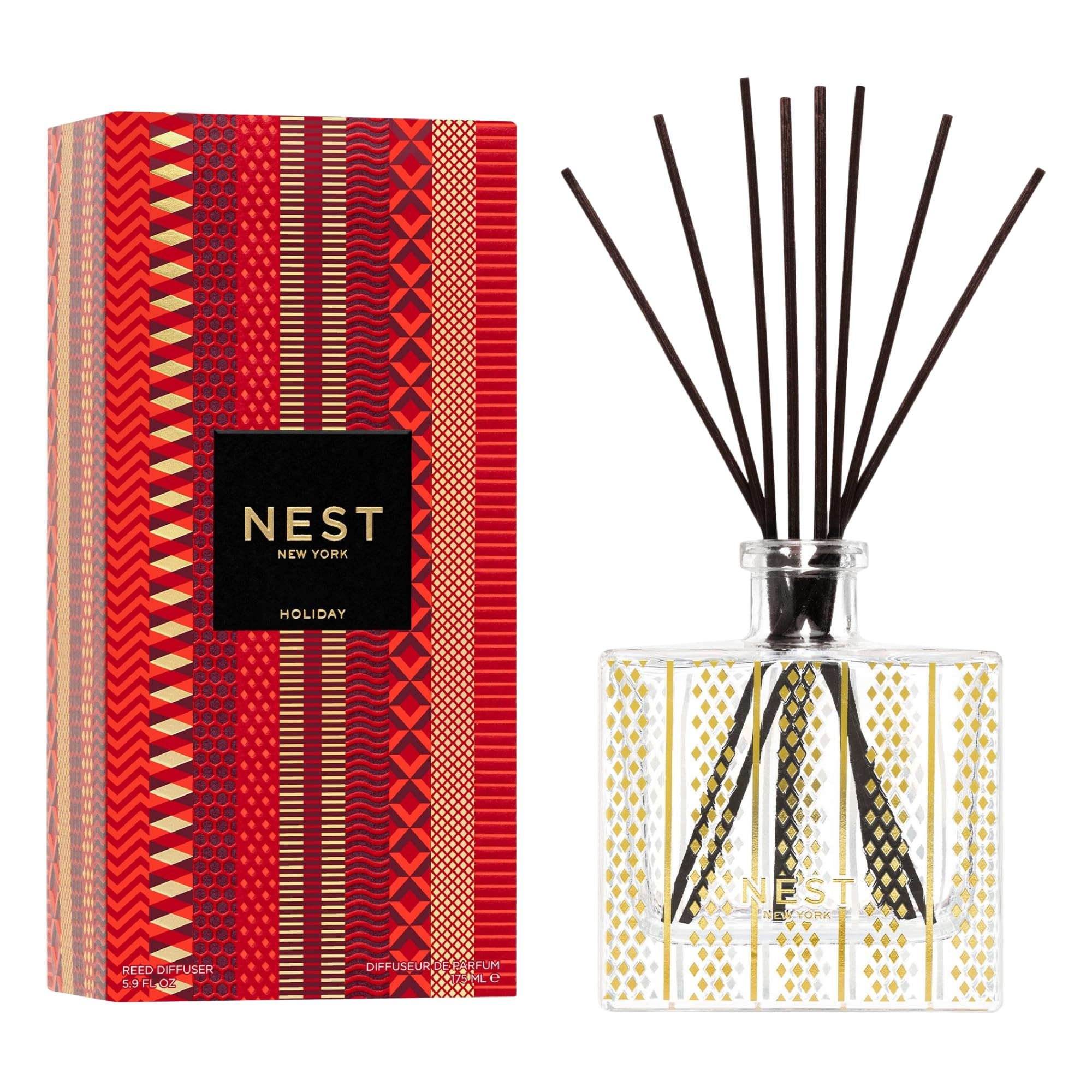 NEST New York Reed Diffuser, Holiday - 5.9 fl oz - Fragrance for Up to 90 Days - Reusable, Refill... | Amazon (US)
