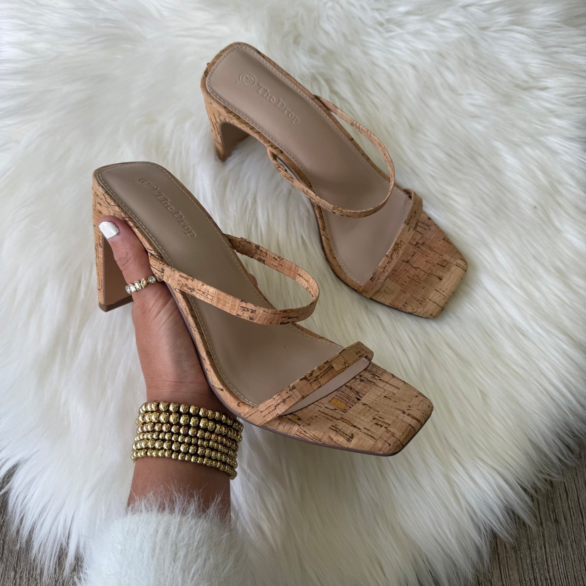 The Drop Women's Avery Square Toe Two Strap High Heeled Sandal runs true to size 