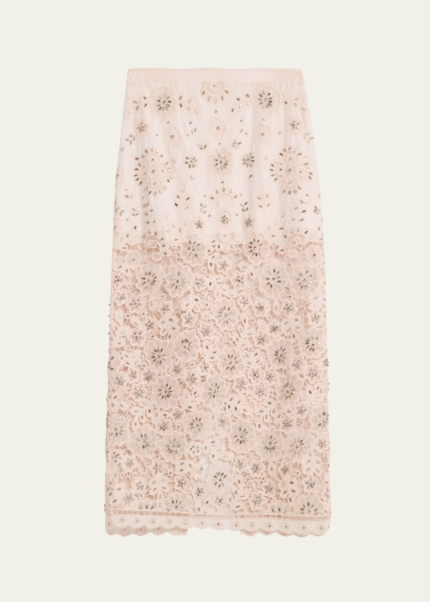 LoveShackFancy Reeves Embellished Floral Midi Skirt | Bergdorf Goodman
