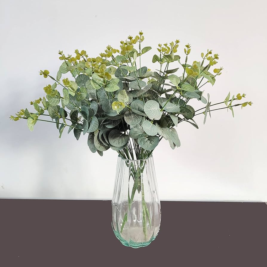 NOLAST 19" Faux Eucalyptus Leaves Stems Fake Silver Dollar Eucalyptus Leaves Branches Artificial... | Amazon (US)