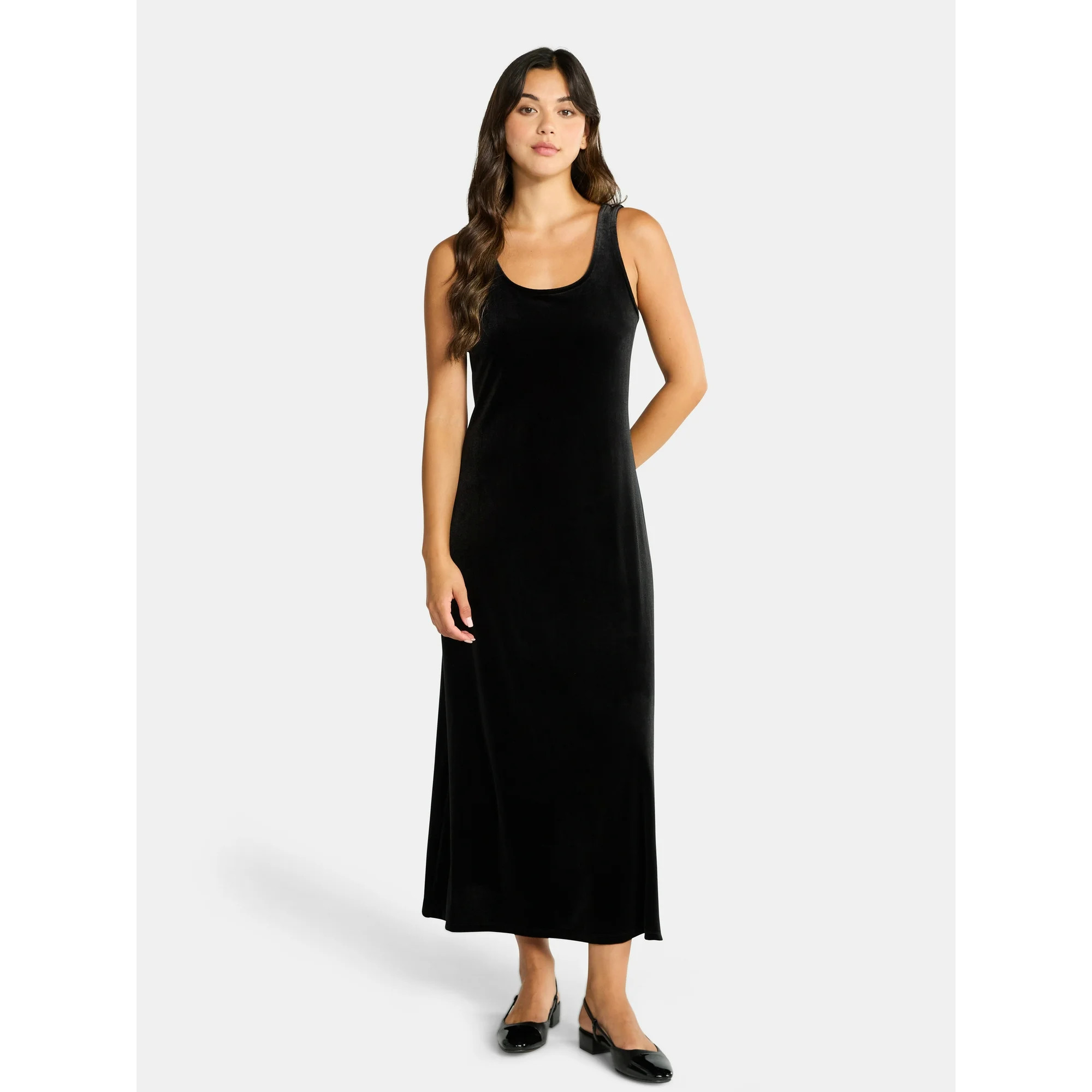 Time and Tru Women's Velvet Tank Maxi Dress, Sizes XS-XXXL | Walmart (US)