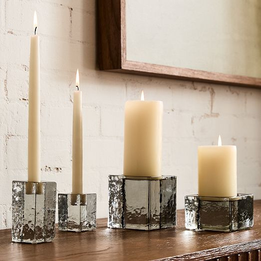 Cast Glass Pillar Holders | West Elm (US)