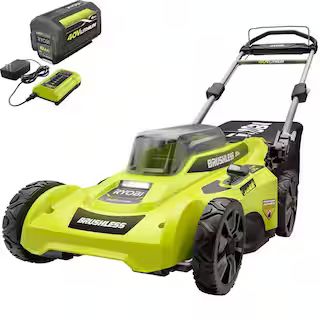 RYOBI 20 in. 40-Volt Brushless Lithium-Ion Cordless Battery Walk Behind Push Lawn Mower 6.0 Ah Ba... | The Home Depot