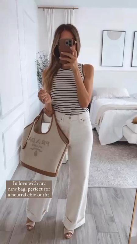 Neutral chic summer outfit idea.
My new Prada tote is so beautiful and chic.
Everything fits true to size, I’m wearing size small

#LTKOver40 #LTKStyleTip #LTKItBag