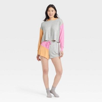 Women's Colorblock Fleece Lounge Sweatshirt - Colsie™ Gray | Target