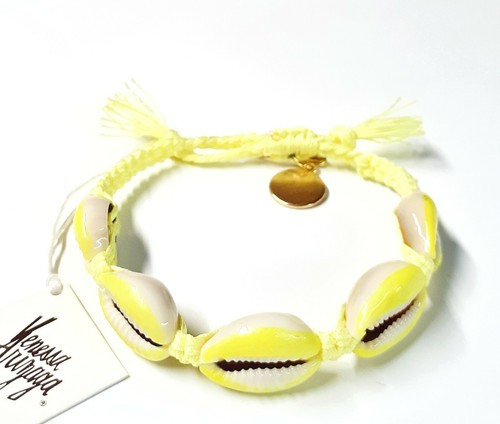 Venessa Arizaga Moonlight Beach Slider Bracelet Neon Yellow Cowrie Shells New  | eBay | eBay US