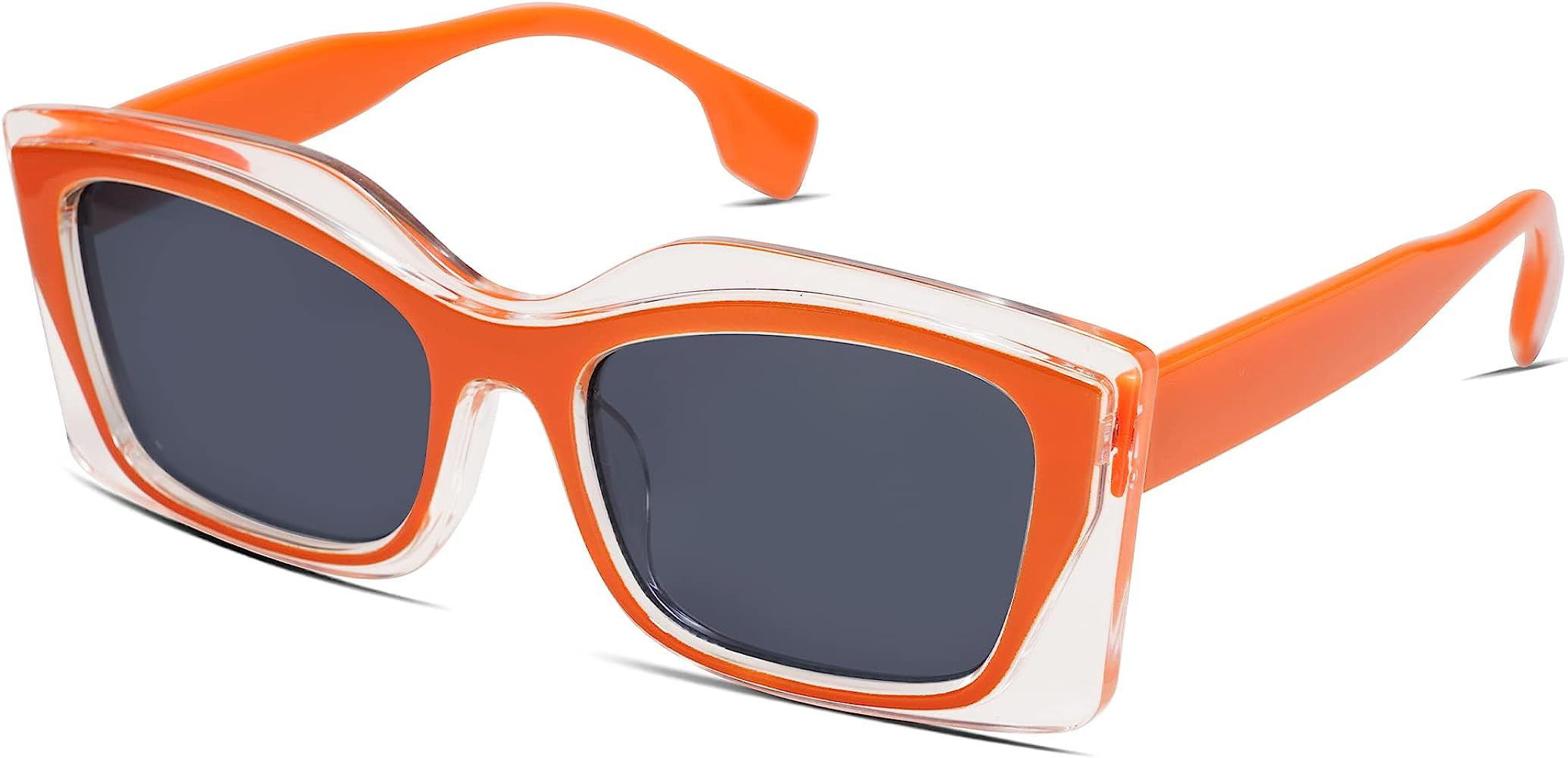 VANLINKER Retro Square Cat Eye Sunglasses for Women Men 90s Trendy Shades Oversized Vintage Glass... | Amazon (US)
