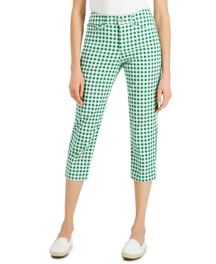 Bristol Gingham Tummy-Control Capri Jeans, Created for Macy's | Macys (US)
