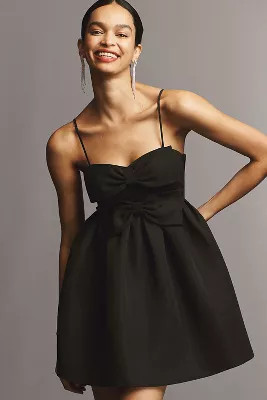 Sachin & Babi Sloane Taffeta Double-Bow Pleated Mini Dress | Anthropologie (US)
