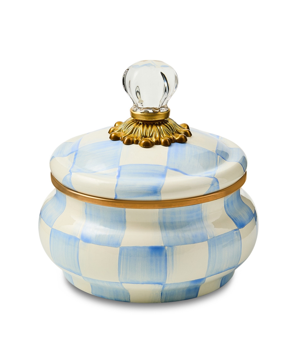 MacKenzie-Childs Check Squashed Pot - Sky Blue | Macy's