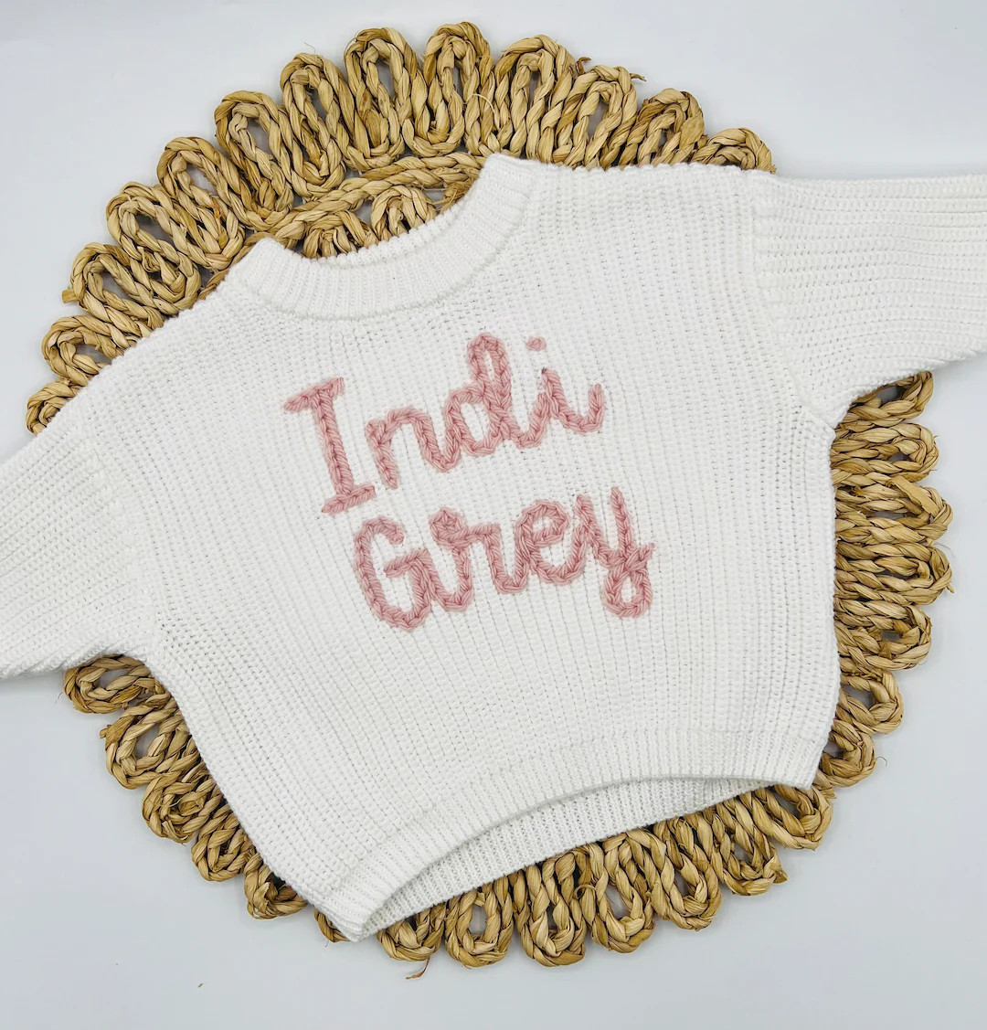 Personalized Oversized Name Kids Sweater /Hand Embroidered Organic Sweater | Etsy (US)