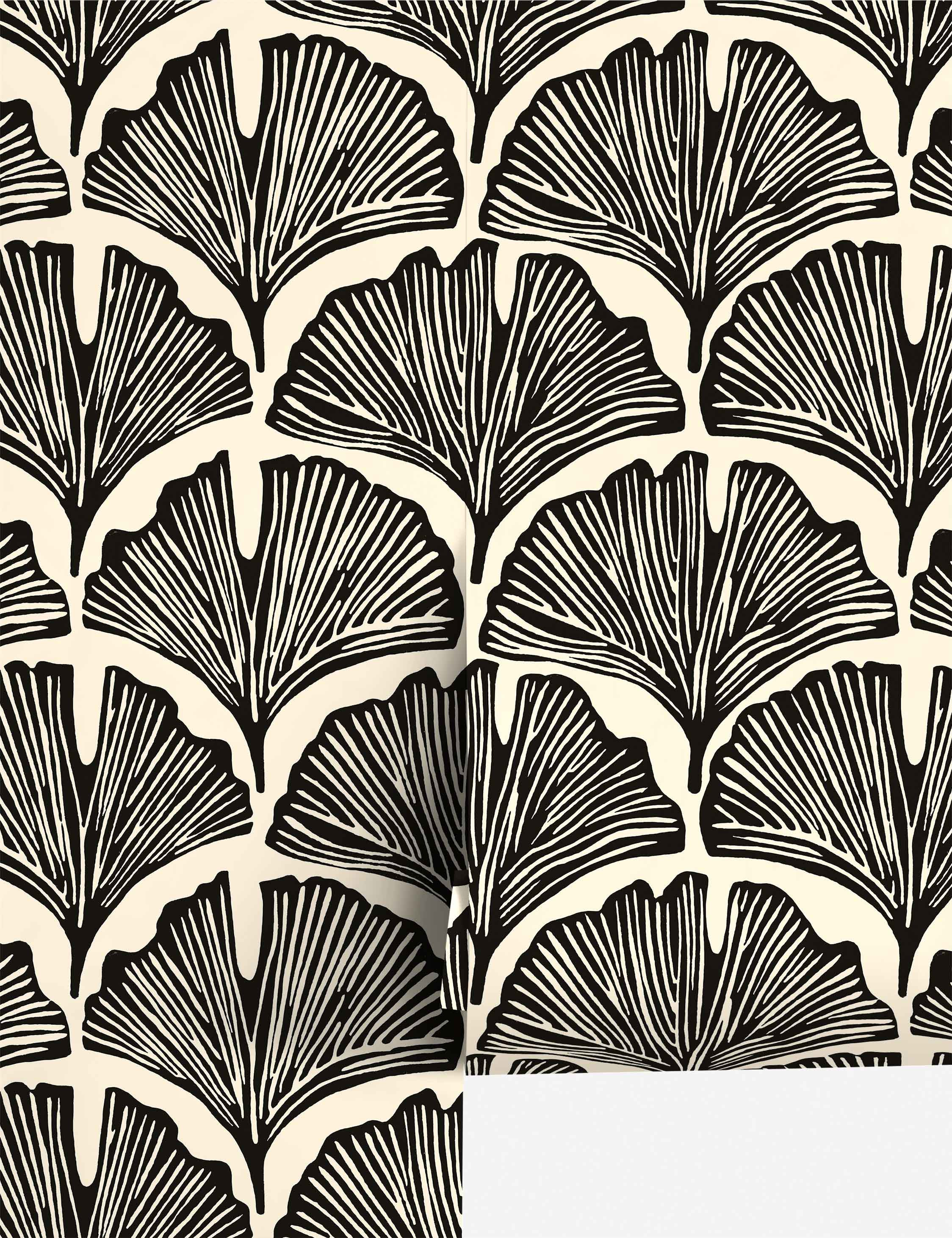 Pluma Peel + Stick Wallpaper, Black | Lulu and Georgia 
