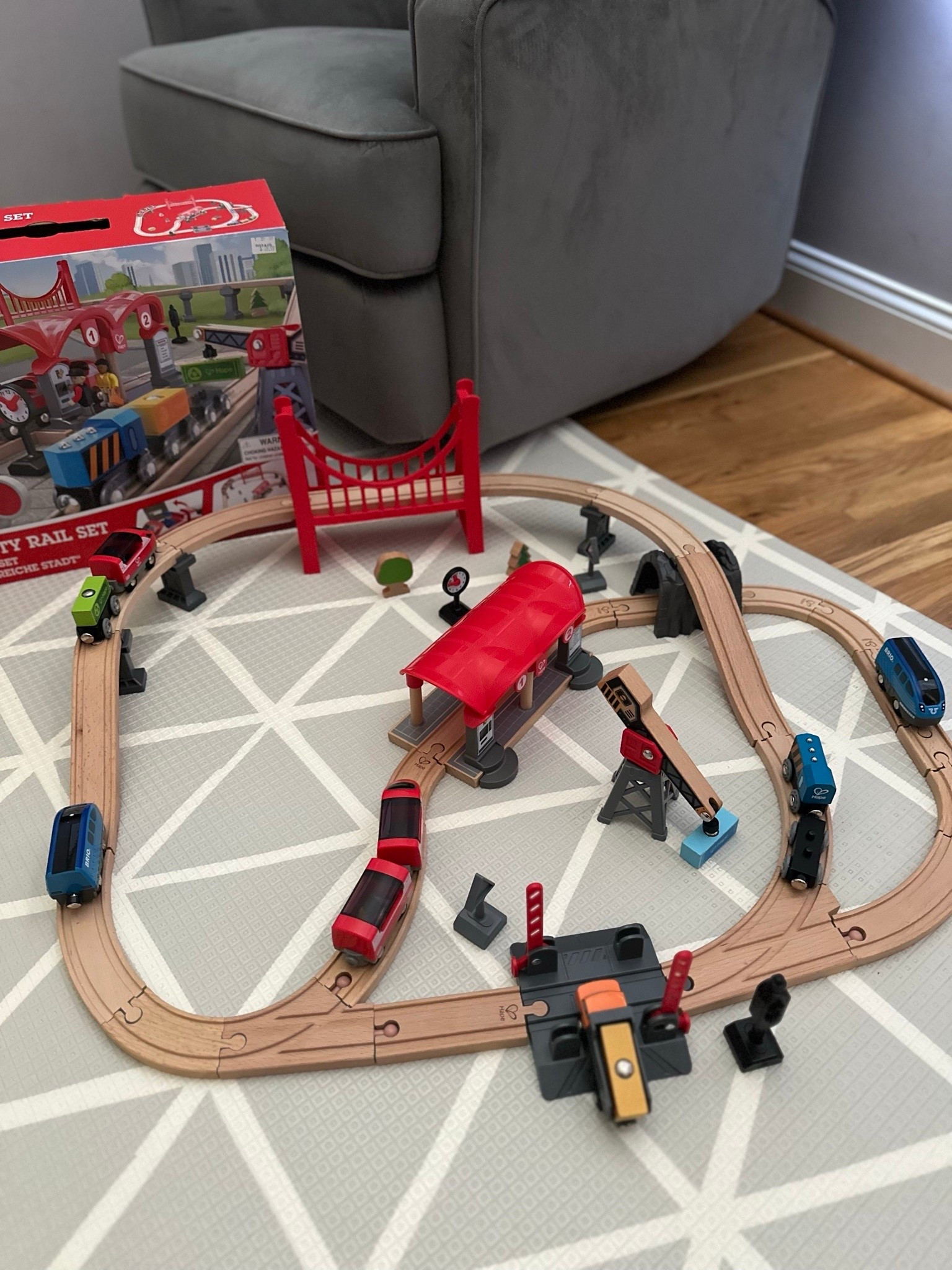 The twins favorite train set! So cute and so many things to do, perfect for two kids to play together! It has the station in the middle, the big bridge, a tunnel and a crossway for the trucks to work with the crane. Endless fun and endless play! 

#toddlergiftideas #trainset #railway #christmasideas

#LTKKids #LTKSeasonal #LTKFamily