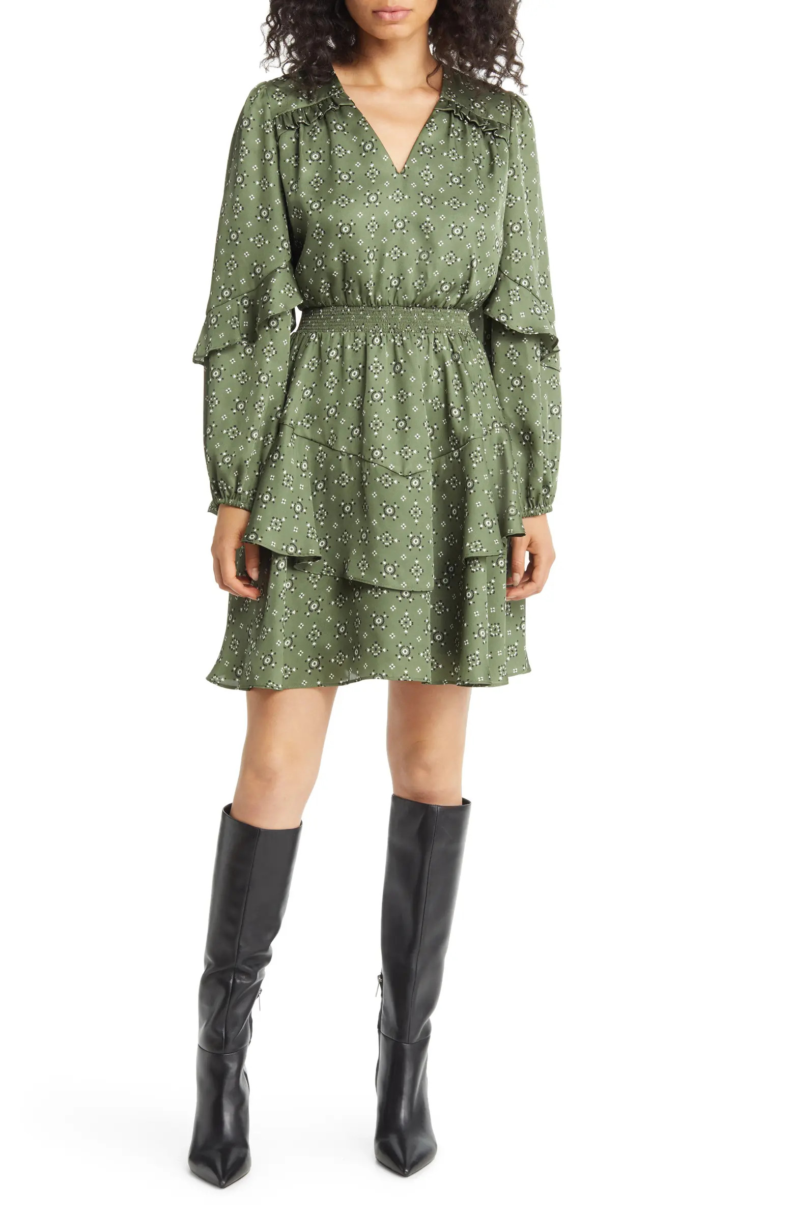 Sam Edelman Foulard Long Sleeve A-Line Minidress | Nordstrom | Nordstrom
