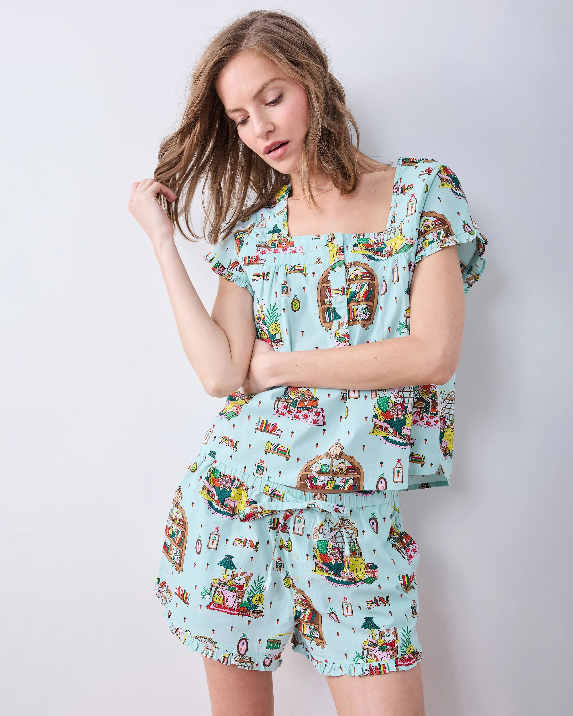 Reading Nook - Pintuck Short Set - Blue Burrow | Printfresh