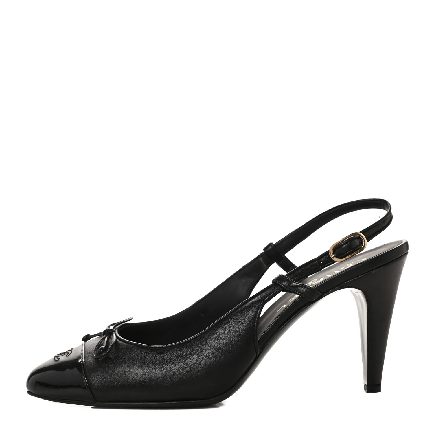 CHANEL Lambskin Cap Toe CC Slingback Pumps 41 Black | FASHIONPHILE (US)