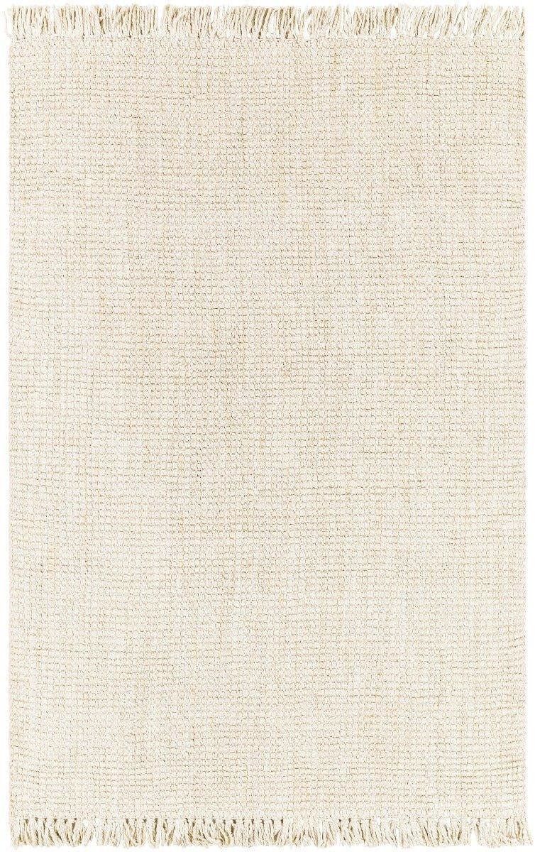 Textured Cream Hand Woven Jute Rug with Fringe, Available in a Variety of Sizes | The Well Appointed House, LLC