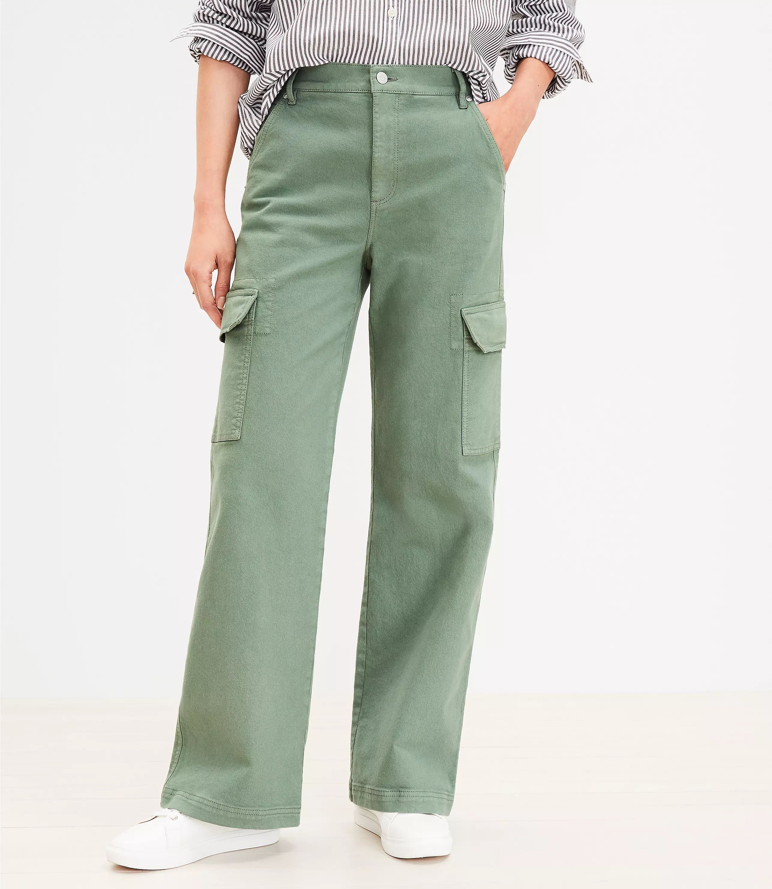 High Rise Wide Leg Utility Jeans in Mountain Rosemary | LOFT