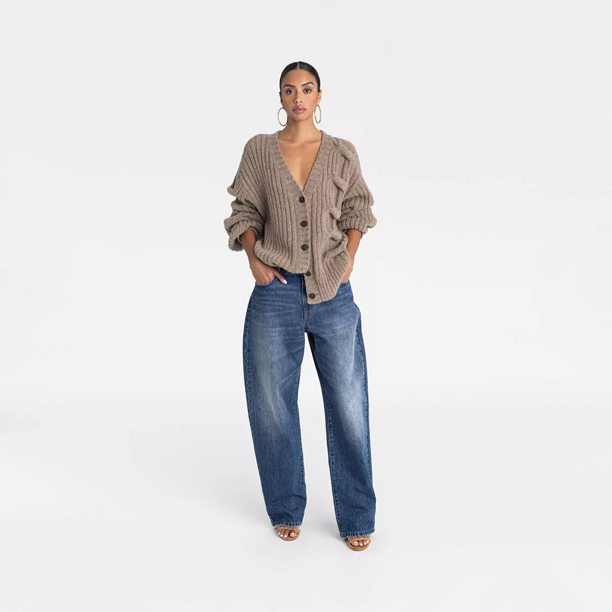 KBB by KAHLANA Women's 'The Cable Mix Cardi' - Tan | Target