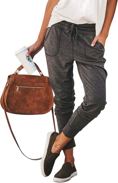 Surenow Womens Drawstring Harem Sweatpants Pants Loose Jogger Running Pants Comfy Lounge Yoga Wor... | Amazon (US)